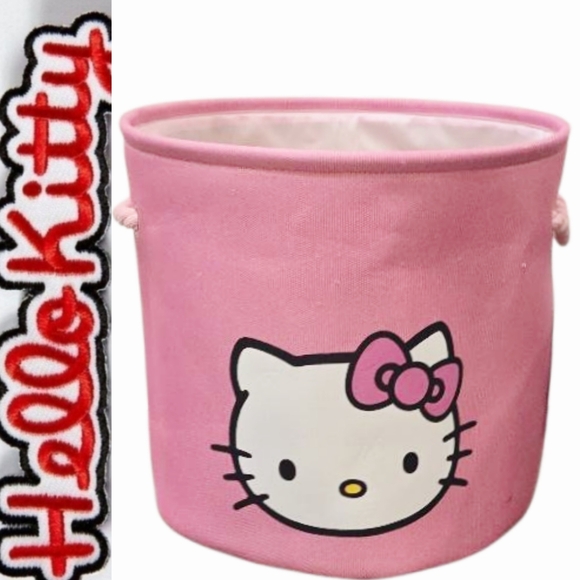 Hello Kitty Logo Storage Bin w/Handles - Picture 1 of 7